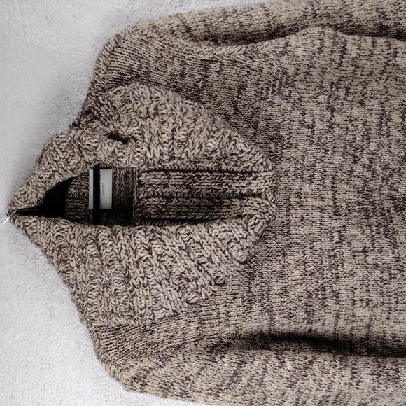 LIZ Claiborne Tan Marbled Cable Knit Cowl Neck Long Sleeve Tunic Sweater - Picture 2 of 11